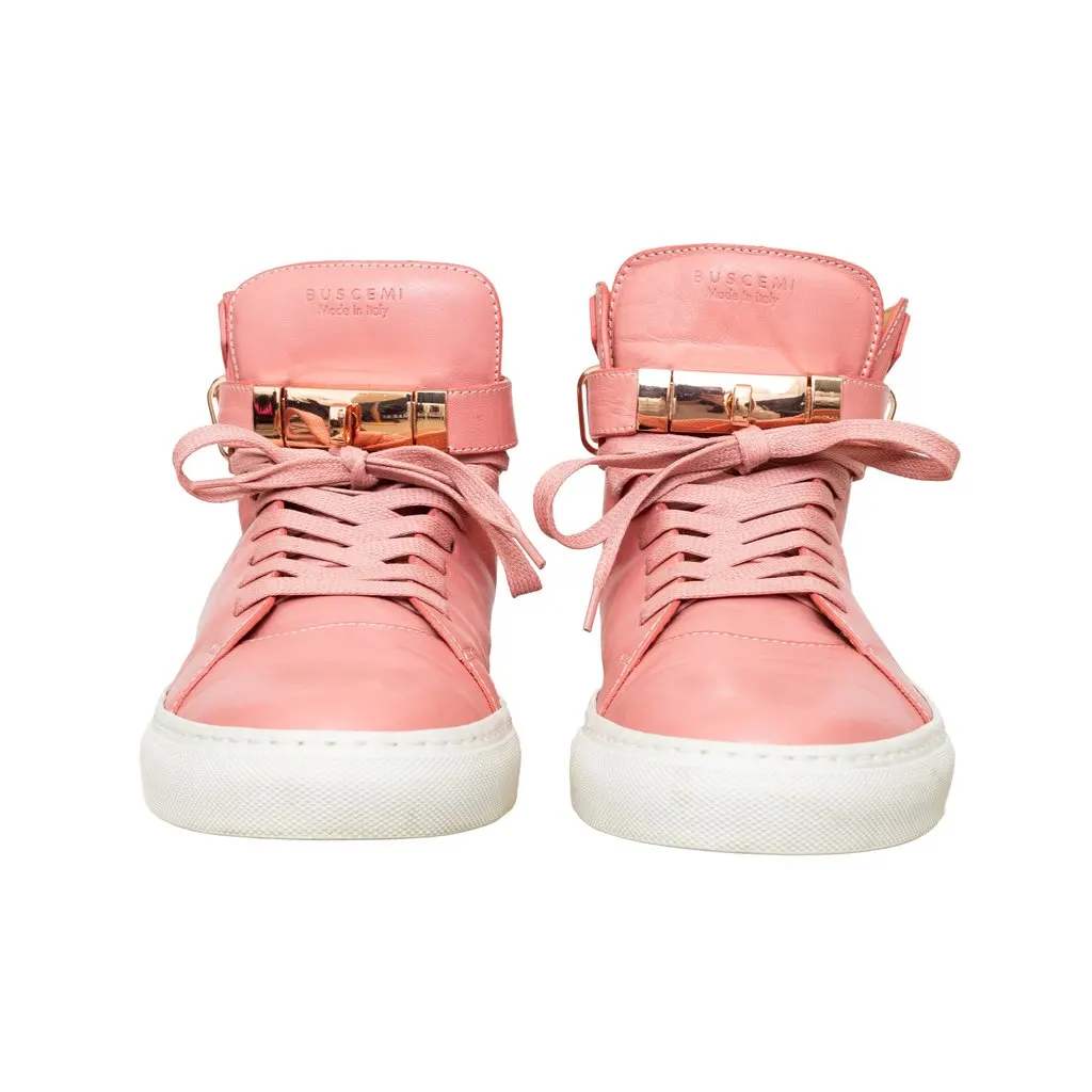 Buscemi High Top Sneakers - '10s Gold Leather Good - Model View