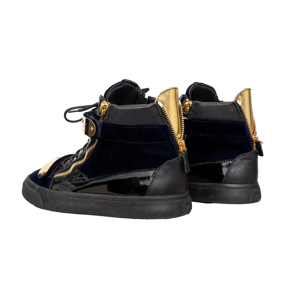 Giuseppe Zanotti Coby High Sneakers - '10s Navy Velvet Good - Back View