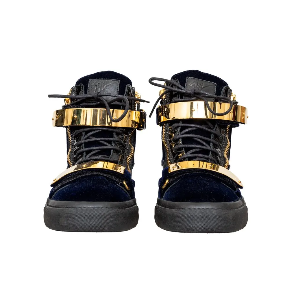 Giuseppe Zanotti Coby High Sneakers - '10s Navy Velvet Good - Inside View