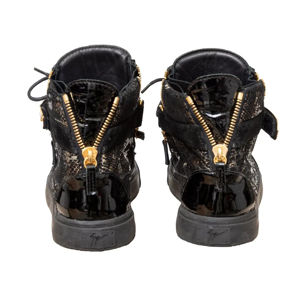 Giuseppe Zanotti Printed Snakeskin Sneakers - '10s Gold Velvet Good - Box View