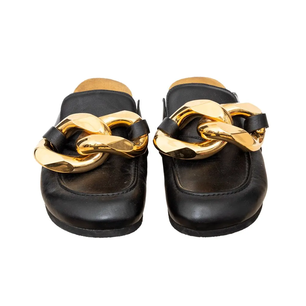 JW Anderson Leather Mules - '20s Gold Leather Good - Model View