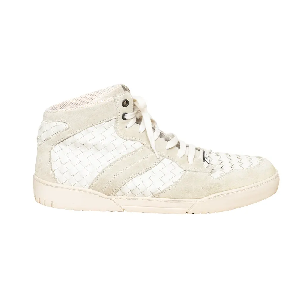 Bottega Veneta Intrecciato Leather Sneakers - '20s White Leather Good - Front View