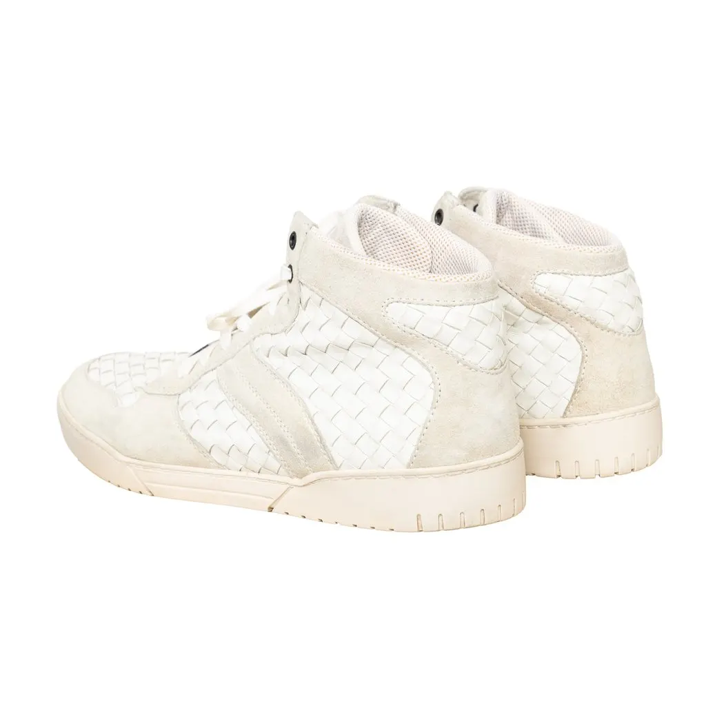Bottega Veneta Intrecciato Leather Sneakers - '20s White Leather Good - Back View