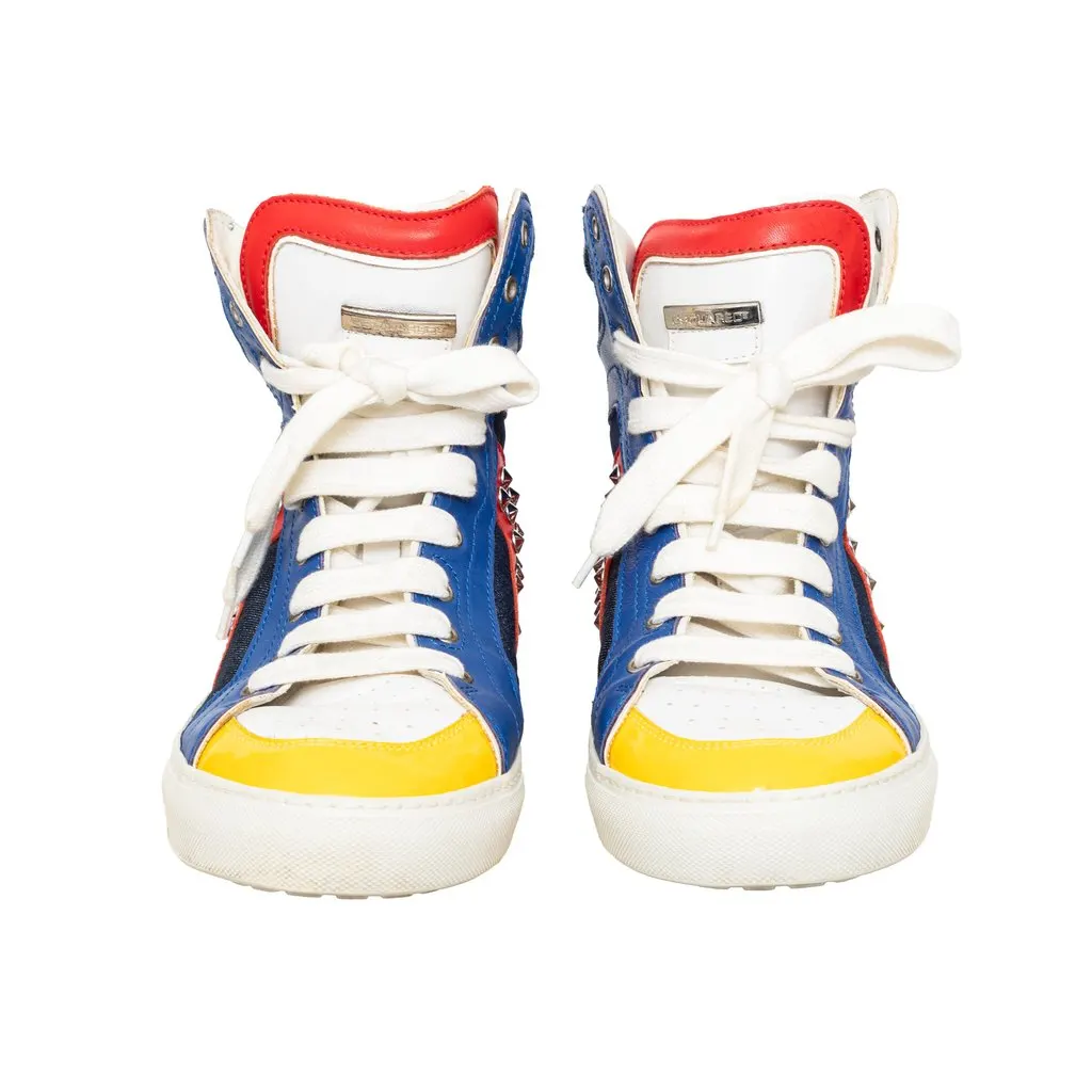 Dsquared2 Studded High Top Sneakers - '10s Red Denim Good - Inside View