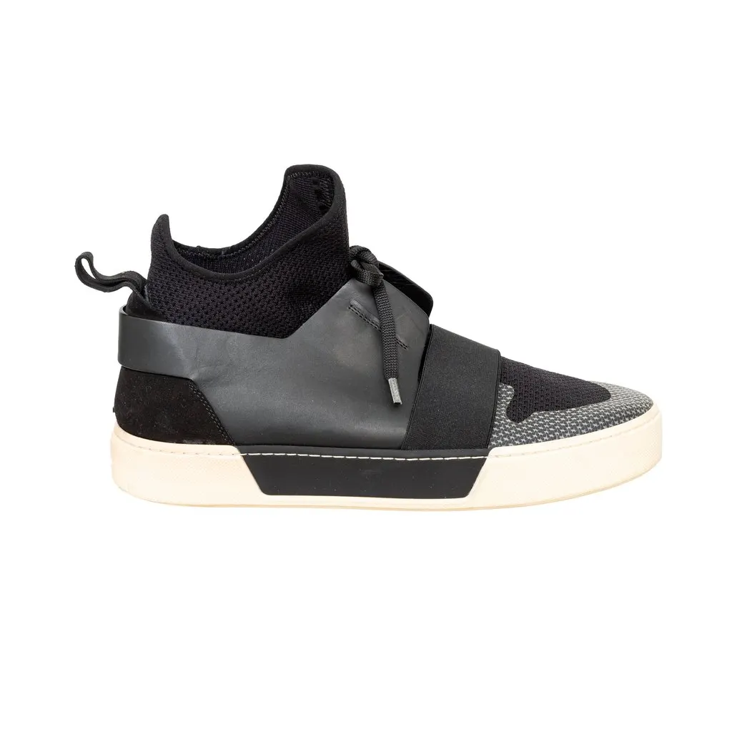 Balenciaga Mid Top Sneakers - '10s Black Lace Good - Front View