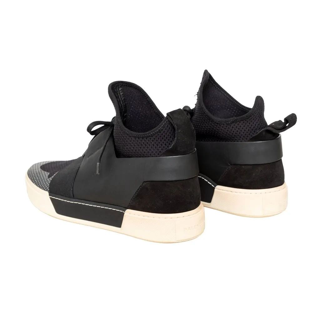 Balenciaga Mid Top Sneakers - '10s Black Lace Good - Back View