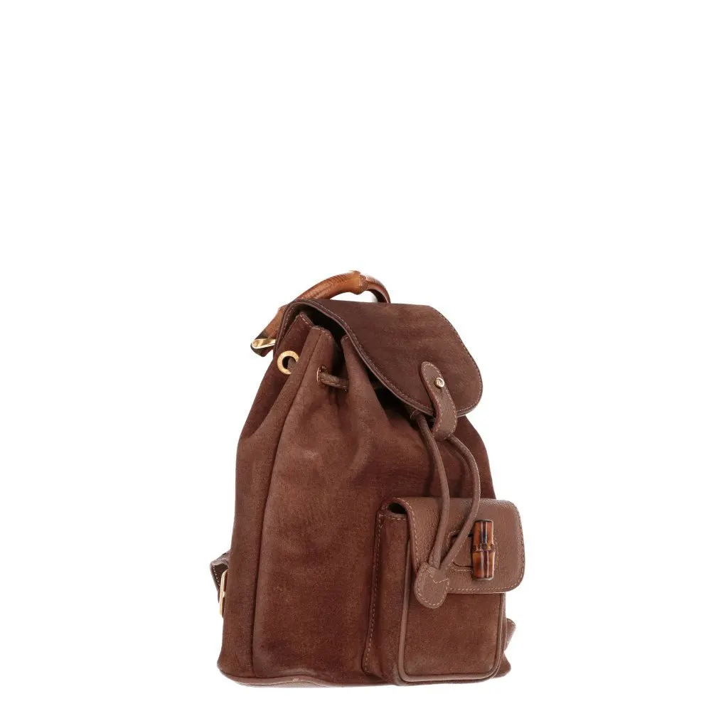 Gucci Brown Suede Backpack - '90s Brown Suede Good - Inside View