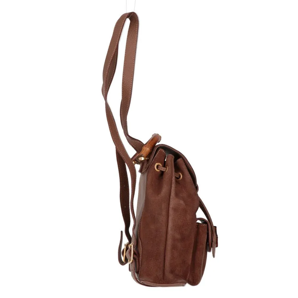 Gucci Brown Suede Backpack - '90s Brown Suede Good - Model View