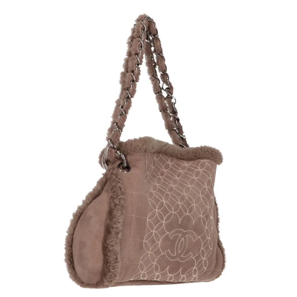 Chanel Beige Sheepskin Logoed Bag - 2000s Beige Leather Good - Inside View