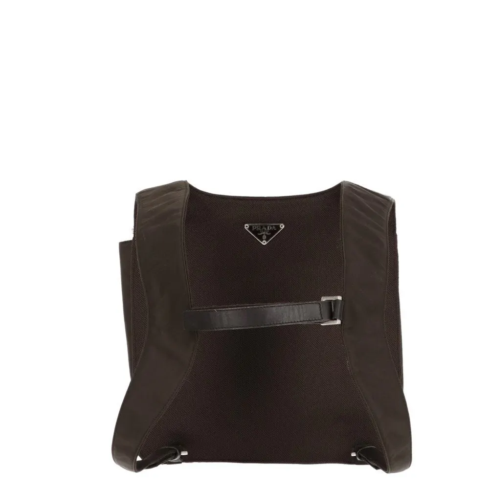 Prada Brown Nylon and Mink Backpack - '90s Brown Good - Back View