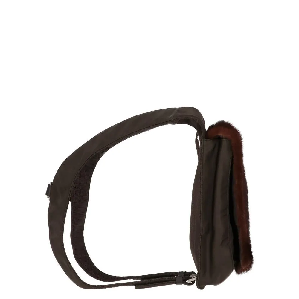 Prada Brown Nylon and Mink Backpack - '90s Brown Good - Inside View