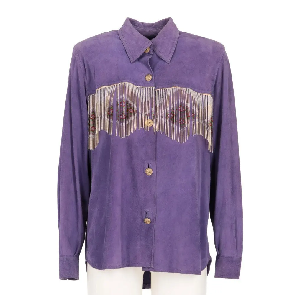 Unsigned Purple Suede Shirt - '90s Purple Suede Good - Front View