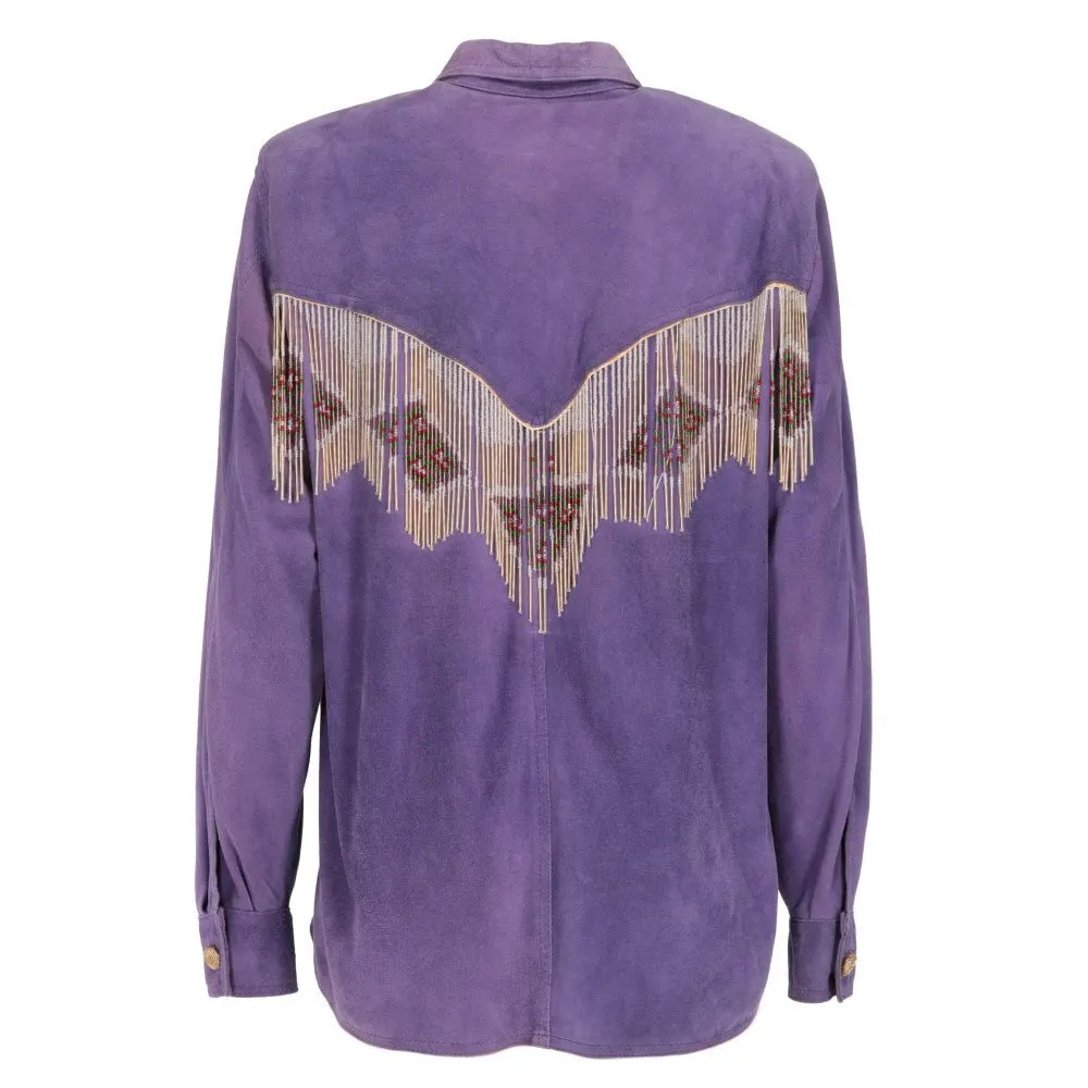 Unsigned Purple Suede Shirt - '90s Purple Suede Good - Back View