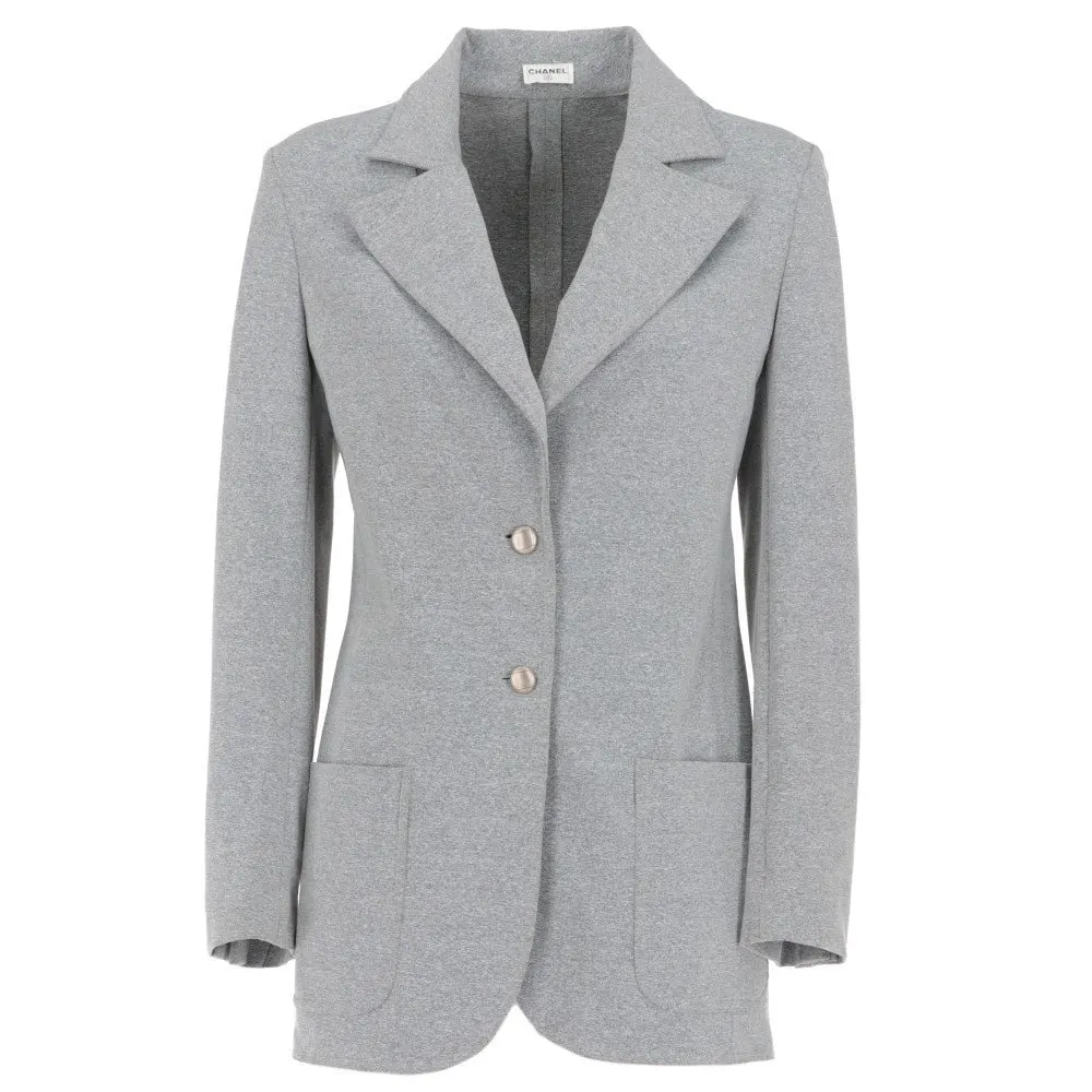 Chanel Grey Fabric Jacket - 2000s Grey Good - Front View