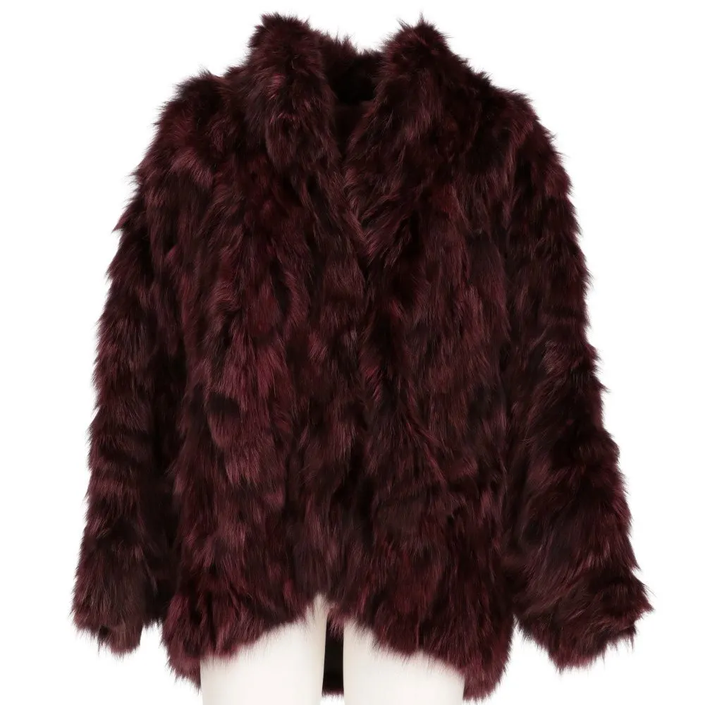Unsigned Burgundy Lapin Fur - '80s Burgundy Good - Front View