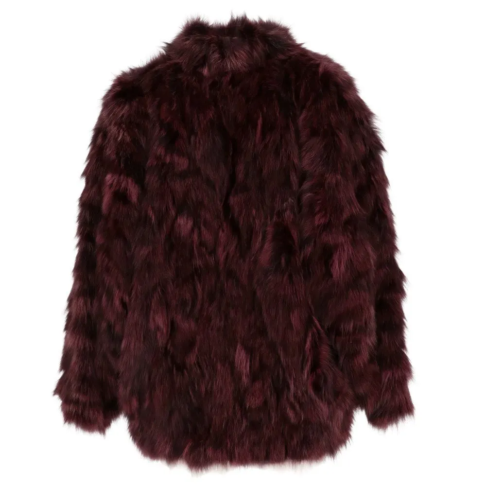 Unsigned Burgundy Lapin Fur - '80s Burgundy Good - Back View