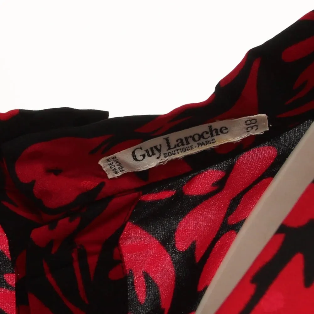 Guy Laroche Red and Black Silk Blouse - '80s Black Silk Good - Model View