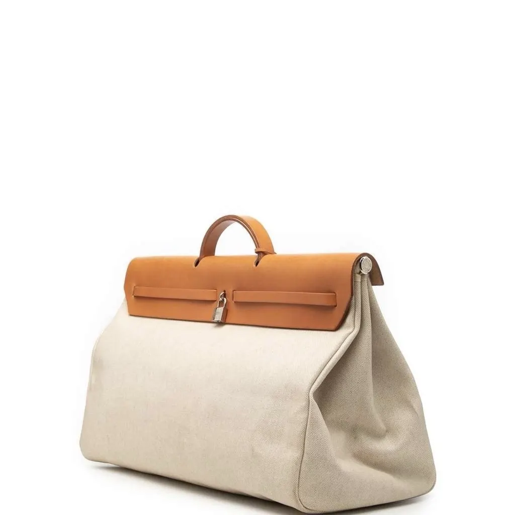 Hermès Vache Hunter Herbag Beige Canvas Good - Back View