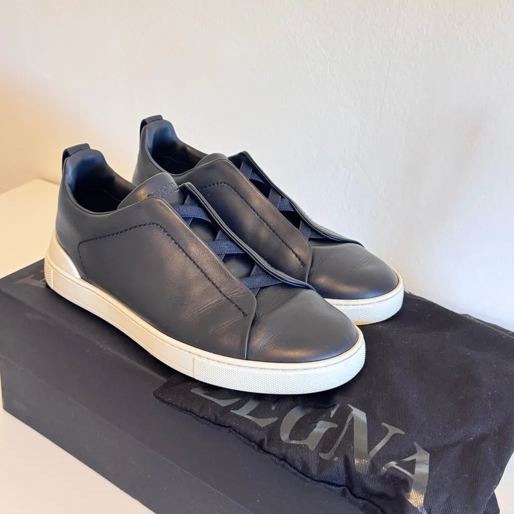 Ermenegildo Zegna Zegna Triple Stitch Navy Navy Leather Very good - Box View
