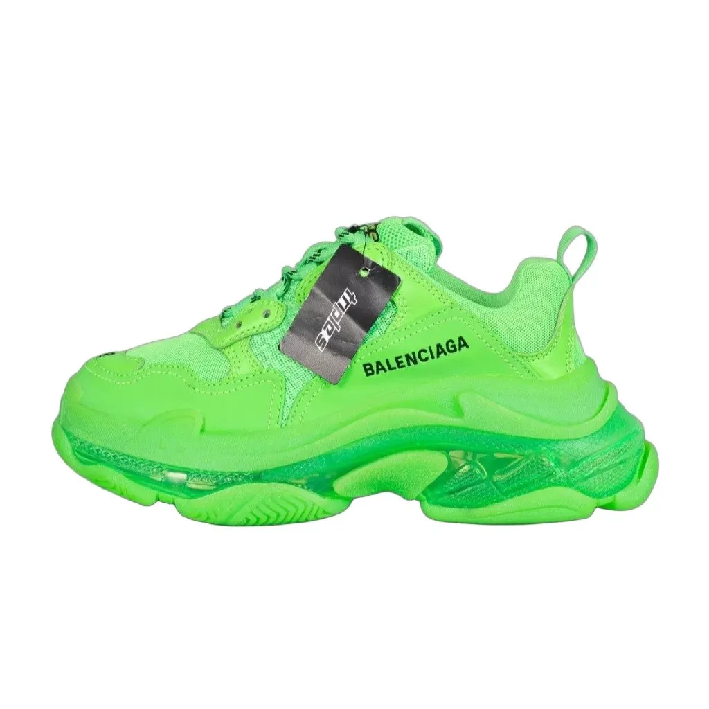 Balenciaga Balenciaga Green Triple S Combination Sneakers, Size 38 Green Polyester Never worn - Front View