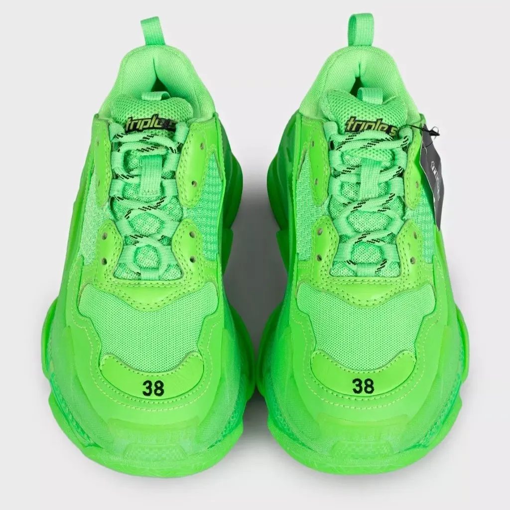 Balenciaga Balenciaga Green Triple S Combination Sneakers, Size 38 Green Polyester Never worn - Inside View