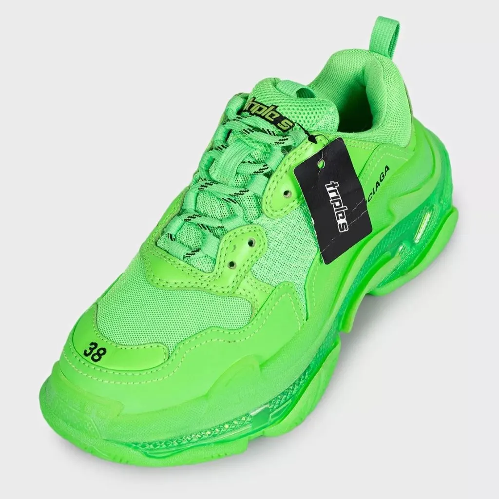 Balenciaga Balenciaga Green Triple S Combination Sneakers, Size 38 Green Polyester Never worn - Box View