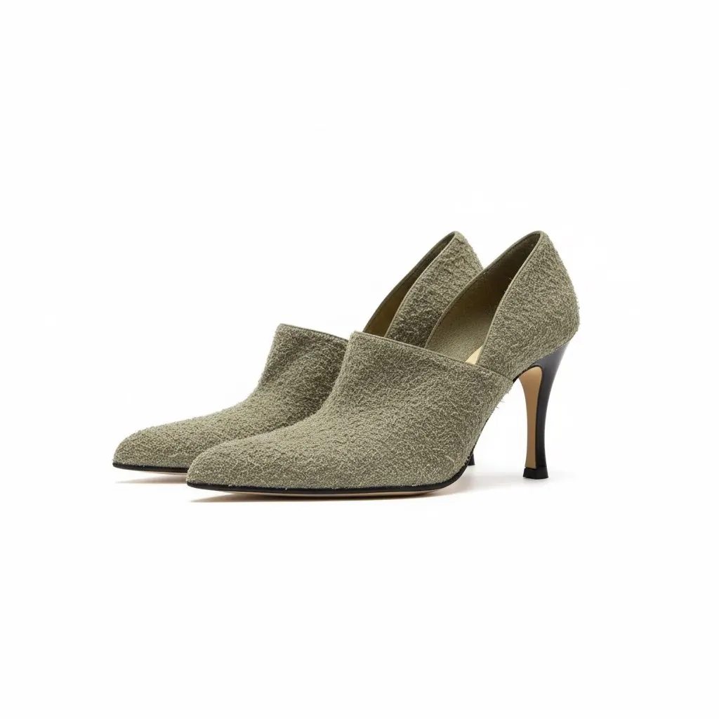 Loewe Loewe Cómic Folded Pumps Khaki Suede Never worn, with tag - Model View