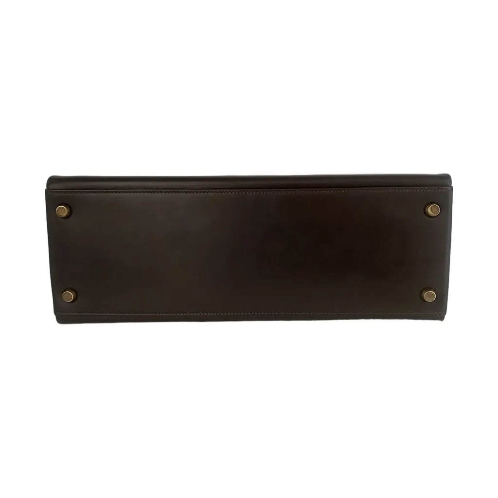 Hermès Kelly 32 Brown Box (Chocolat) Calf Gold Hardware (GHW) Brown Leather Good - Inside View
