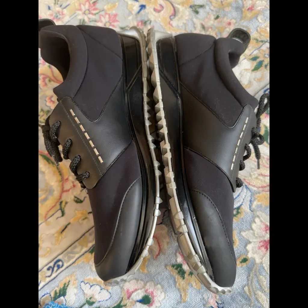 Fendi Fendi Roma Men’s Black Sneakers Size 9 Made in Italy 7E1052 Black Leather Very good - Back View