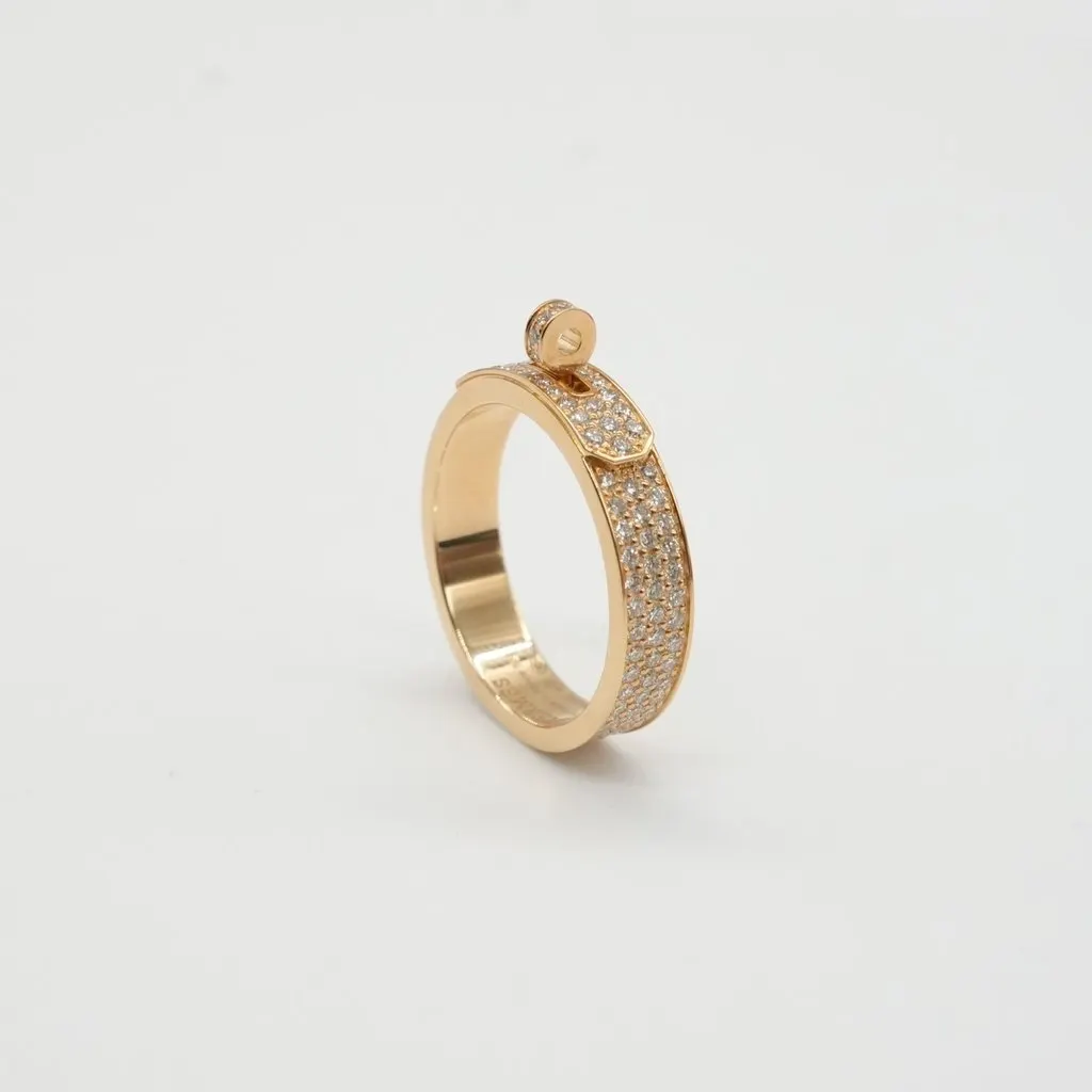 Hermès Kelly RIng, 18K Yellow Gold, Diamonds Size 56 5.7g Gold Rose Gold Good - Back View