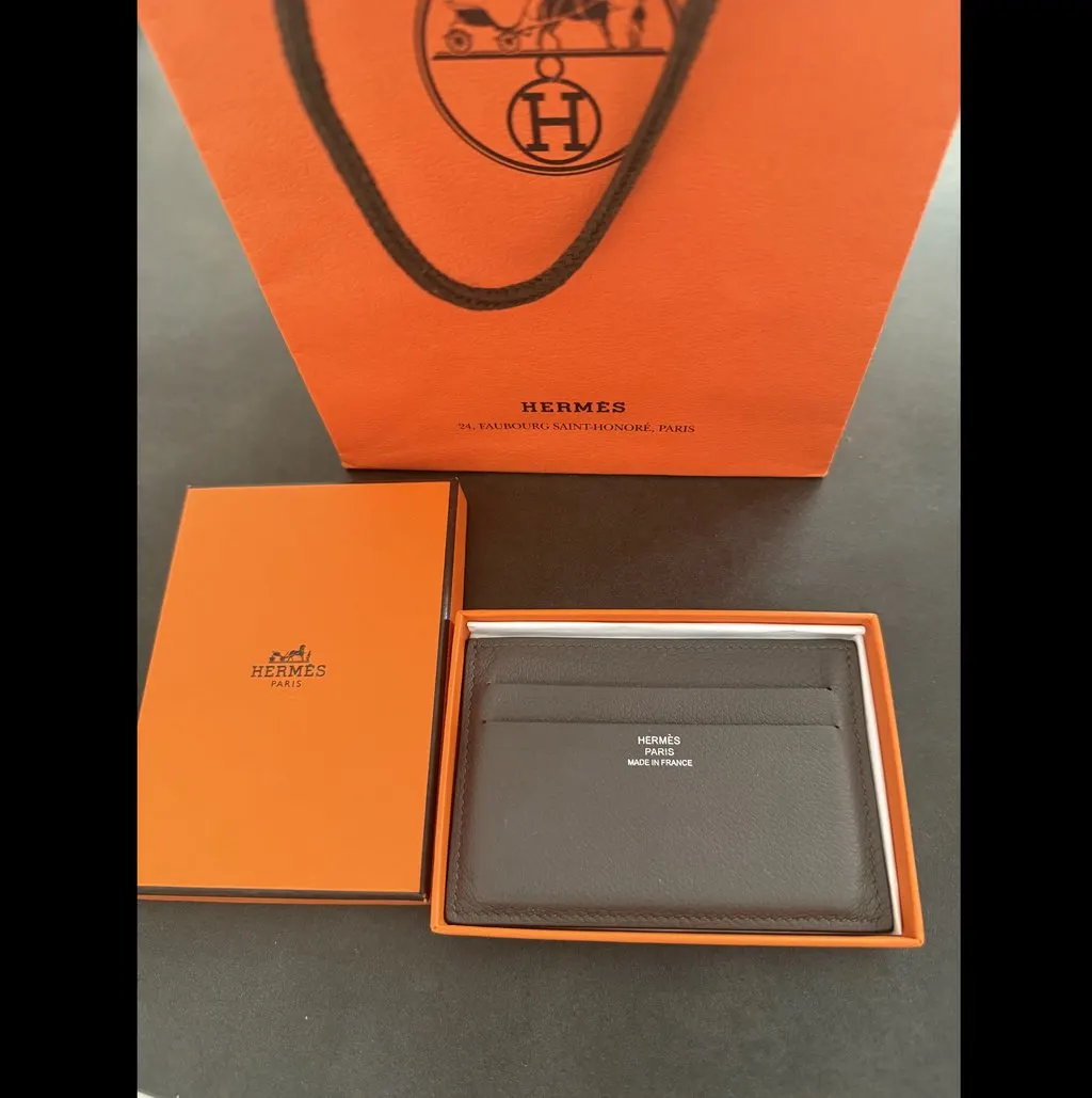 Hermès Cardholder Grey Leather Good - Back View