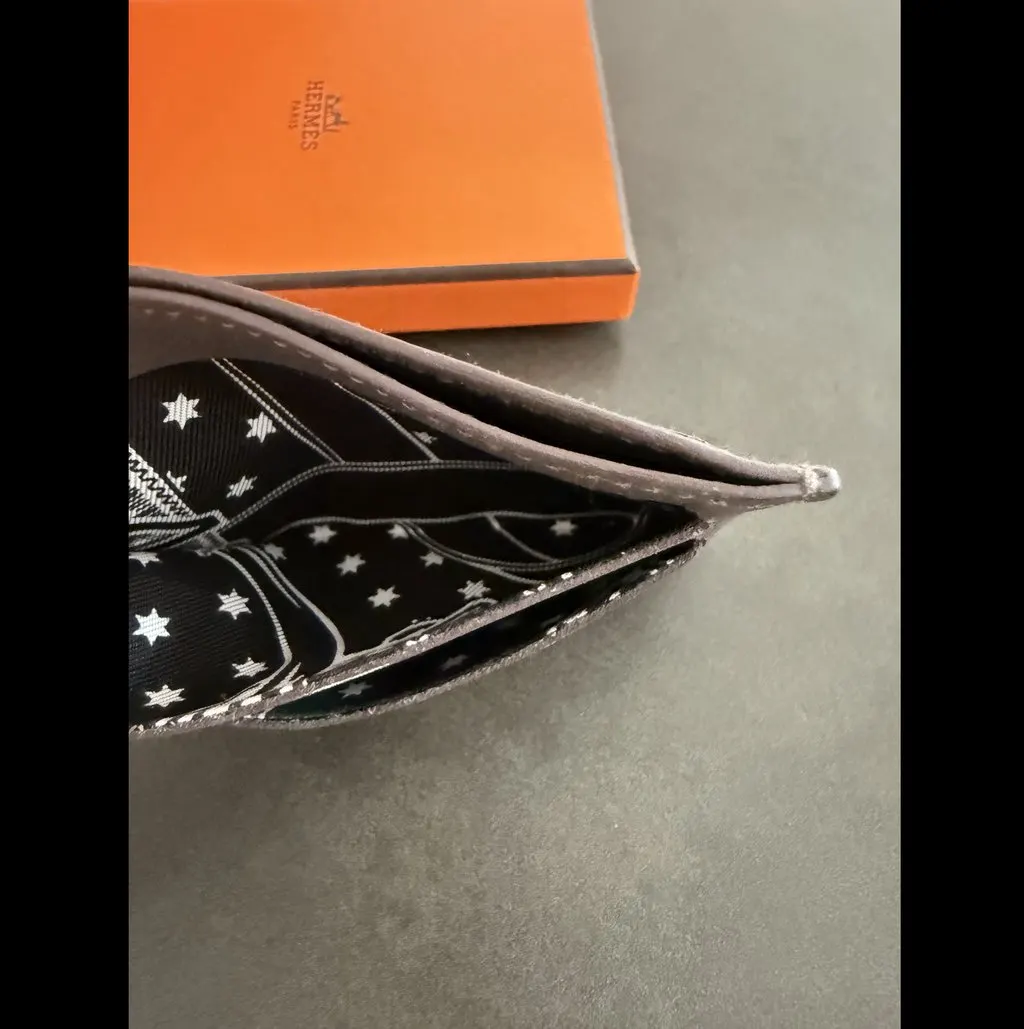 Hermès Cardholder Grey Leather Good - Box View