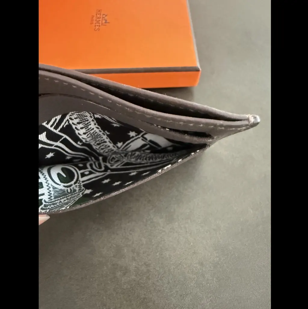 Hermès Cardholder Grey Leather Good - Model View