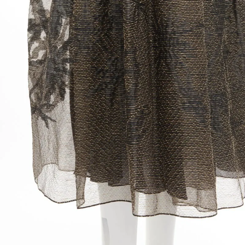 Dior Gold Leaf Skirt Gold Linen Never worn - Back View