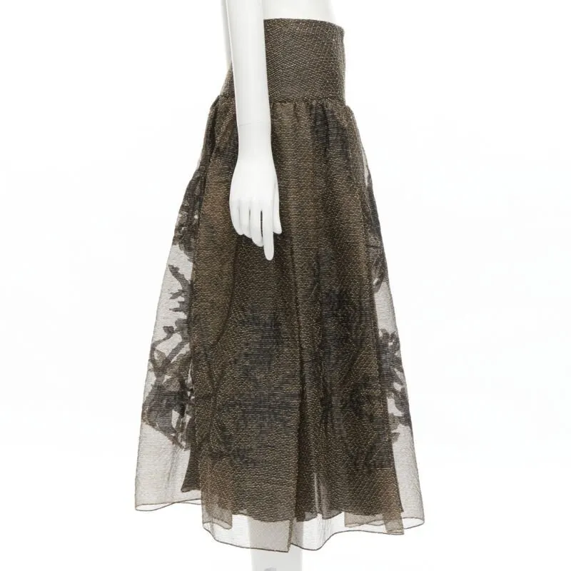 Dior Gold Leaf Skirt Gold Linen Never worn - Model View