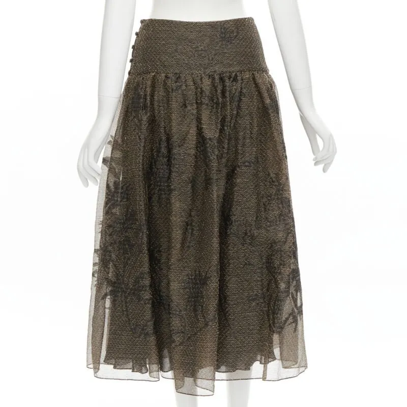 Dior Gold Leaf Skirt Gold Linen Never worn - Box View