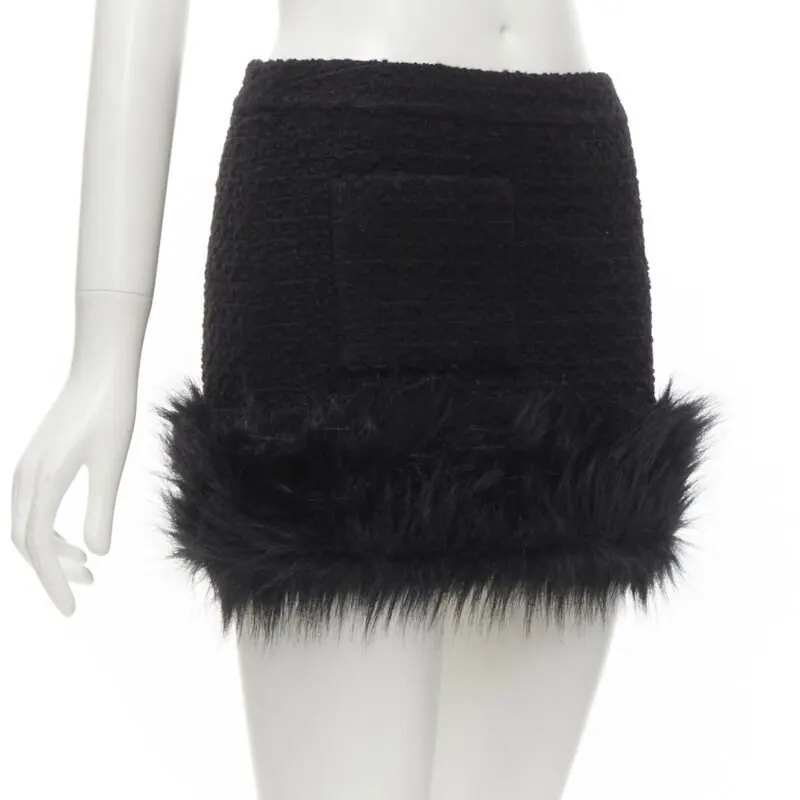 Saint Laurent Tweed Fur Trim Black Tweed Never worn - Inside View