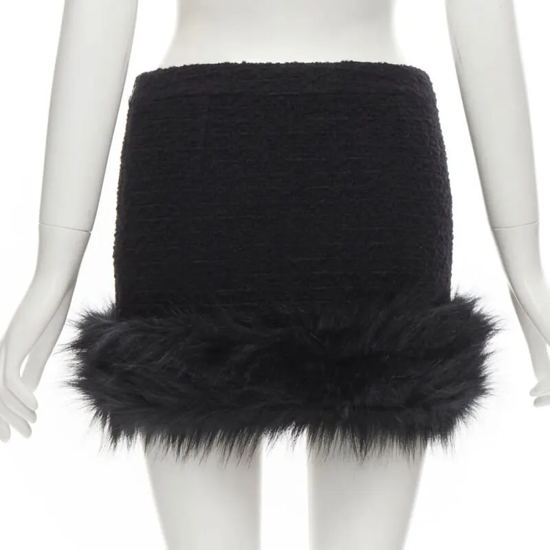 Saint Laurent Tweed Fur Trim Black Tweed Never worn - Box View