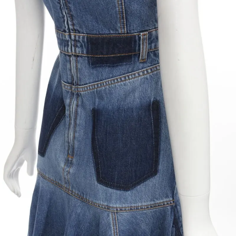 Alexander McQueen Denim Shadow Dress Blue Never worn - Back View