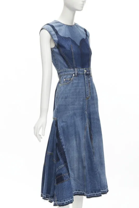 Alexander McQueen Denim Shadow Dress Blue Never worn - Inside View