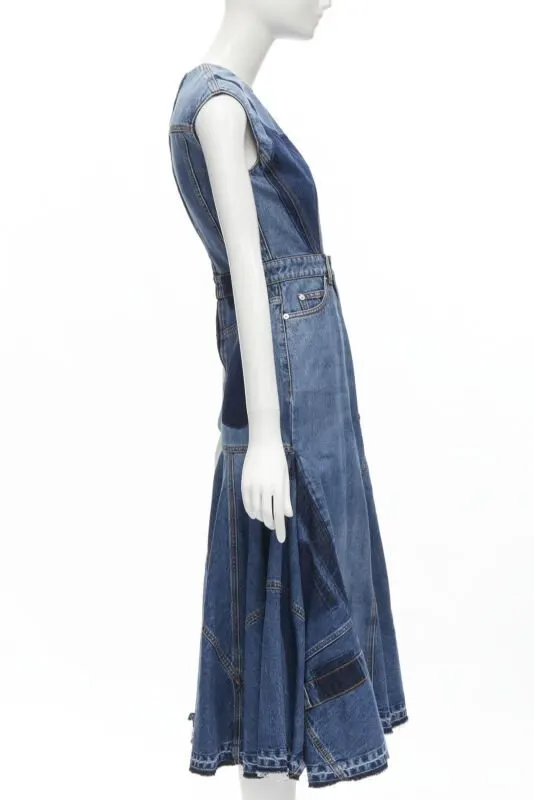 Alexander McQueen Denim Shadow Dress Blue Never worn - Model View