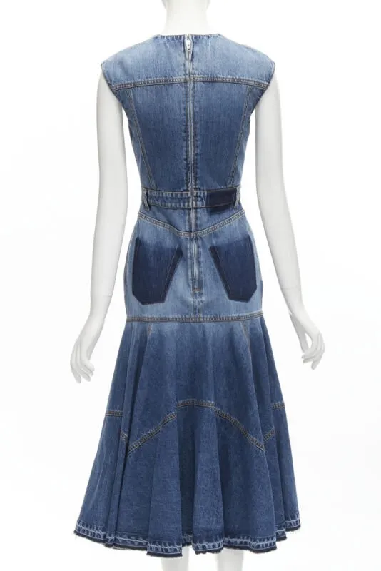 Alexander McQueen Denim Shadow Dress Blue Never worn - Box View
