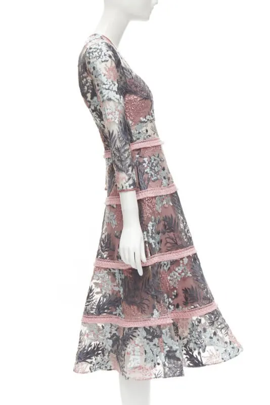 Alexis Pink Fringe Gown Pink Never worn - Model View
