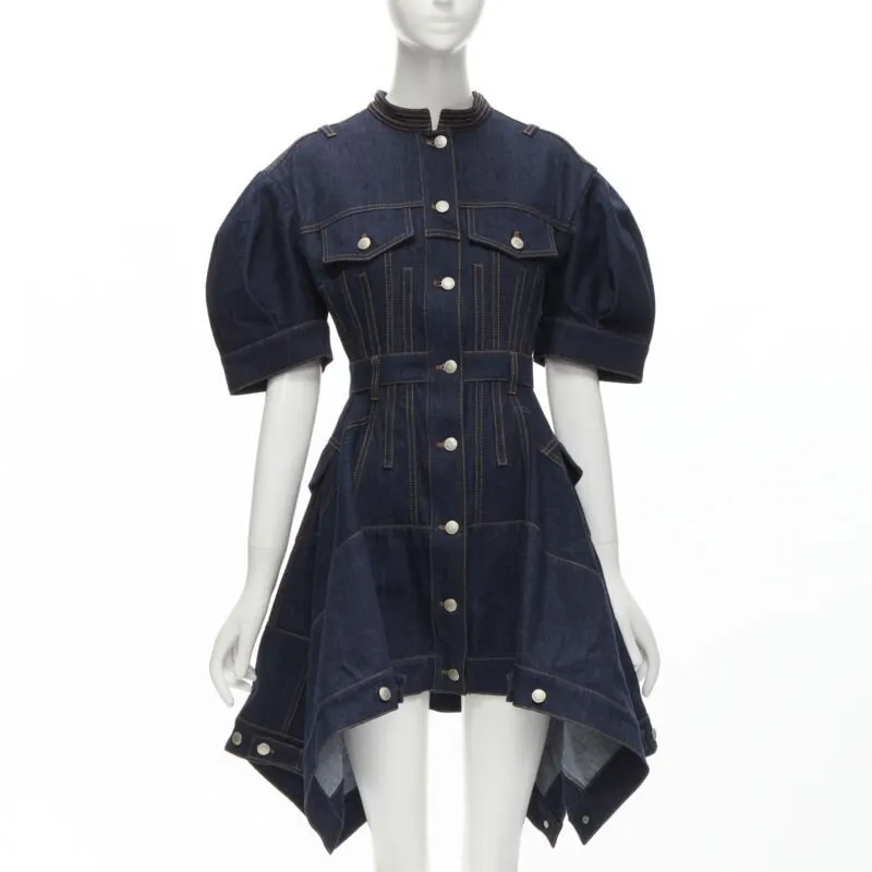 Alexander McQueen Indigo Denim Dress Blue Never worn - Front View