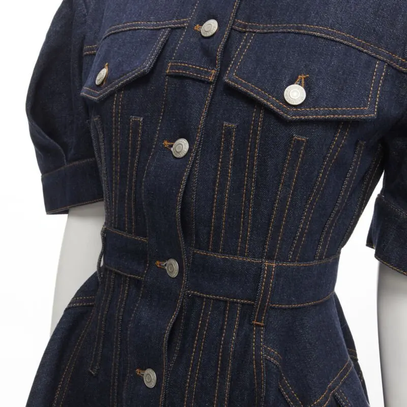 Alexander McQueen Indigo Denim Dress Blue Never worn - Back View