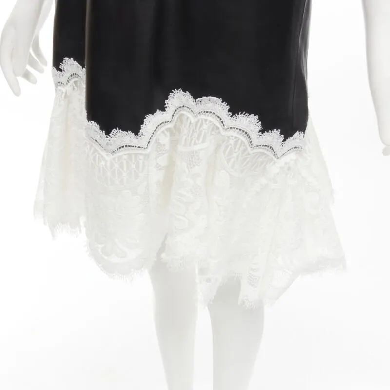 Alexander McQueen Lace Bustier Dress Black Leather Never worn - Back View