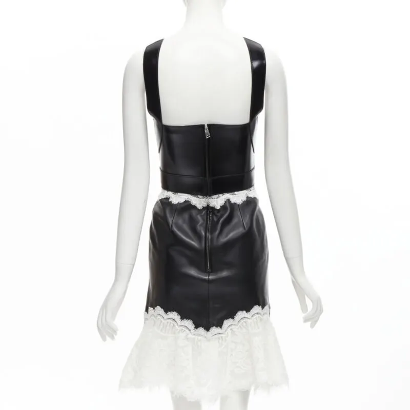 Alexander McQueen Lace Bustier Dress Black Leather Never worn - Box View