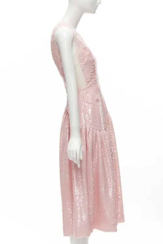 Simone Rocha Blush Sequin Dress Beige Polyester Very good - Model View