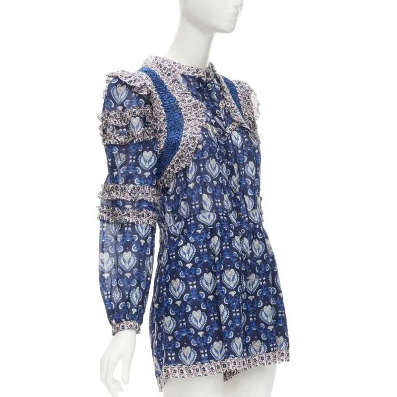 SEA New York Blue Floral Romper Blue Cotton Never worn - Inside View