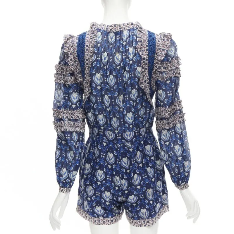 SEA New York Blue Floral Romper Blue Cotton Never worn - Box View